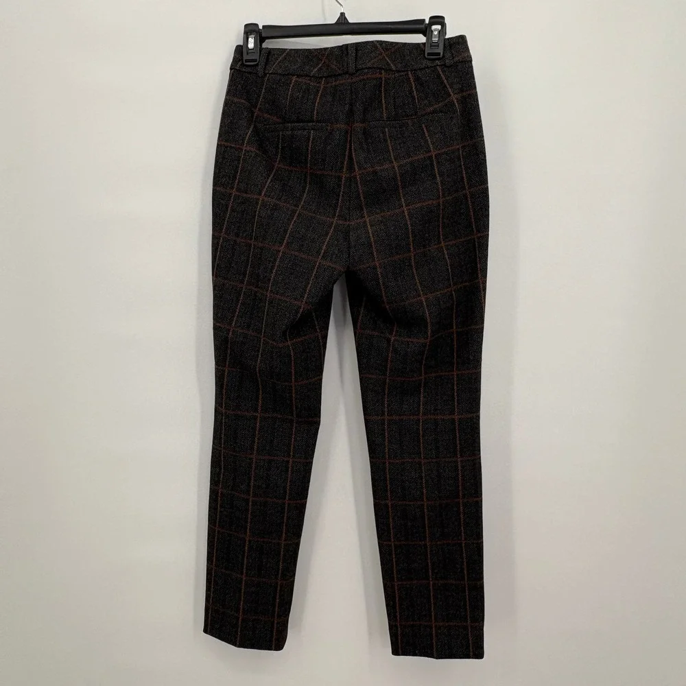 White House Black Market Elle Slim Herringbone Windowpane Pants Gray Rust 2 - Picture 2 of 12